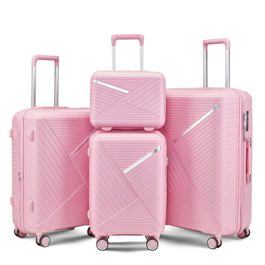 Luggage Sets 4 Piece for travel, PP material, black, expandable lightweight with 4 double 360 mute spinner wheels and TSA lock
Luggage Sets 4 Piece for travel, PP material, black, expandable lightweight with 4 double 360 mute spinner wheels and TSA lock