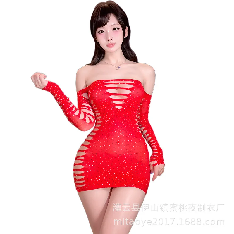Sexy With Sparkling Bodycon Mesh Dress Hot Hollow-out Long-sleeve Camisole Passionate Solid Color Off-the-shoulder Charming JSQN
Sexy With Sparkling Bodycon Mesh Dress Hot Hollow-out Long-sleeve Camisole Passionate Solid Color Off-the-shoulder Charming JSQN