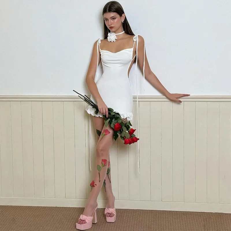 New Summer European American Sexy Dresses For Women Y2K Backless Lace Up Mini Dress Black Bodycon Dress
New Summer European American Sexy Dresses For Women Y2K Backless Lace Up Mini Dress Black Bodycon Dress