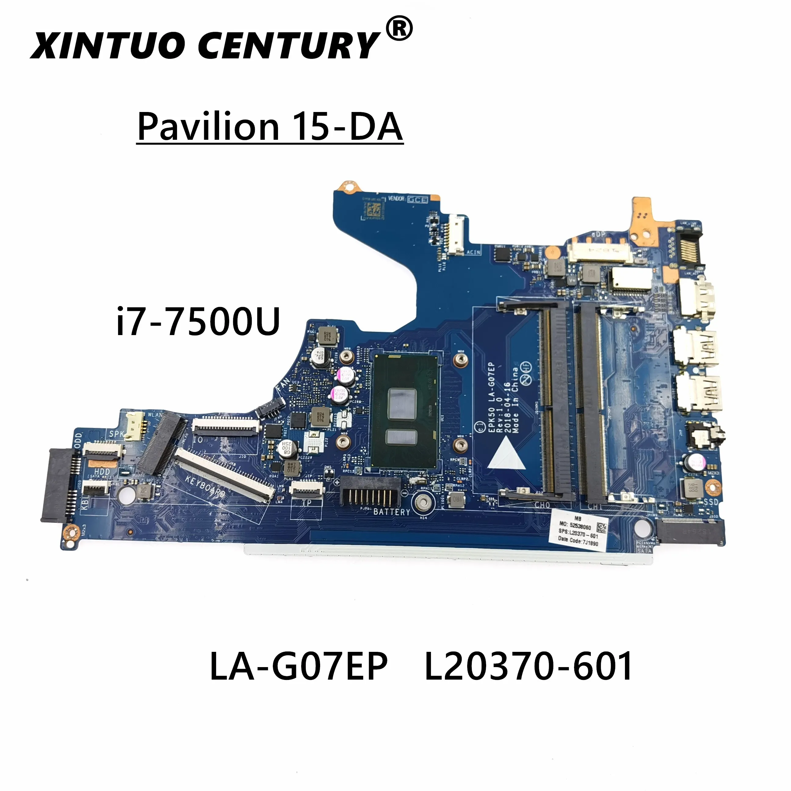 Материнская плата для ноутбука HP 15-DA 15-da0073wm, I7-7500U, процессор L20370-001, L20370-601, EPK50, LA-G07EP, DDR4
Материнская плата для ноутбука HP 15-DA 15-da0073wm, I7-7500U, процессор L20370-001, L20370-601, EPK50, LA-G07EP, DDR4