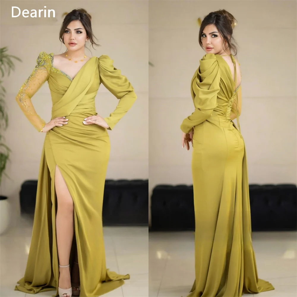 Customized Women Formal Gown Prom Dearin V-neck A-line Floor Length Skirts Draped Ruffle Applique Bespoke Occasion Dresses Eveni
Customized Women Formal Gown Prom Dearin V-neck A-line Floor Length Skirts Draped Ruffle Applique Bespoke Occasion Dresses Eveni