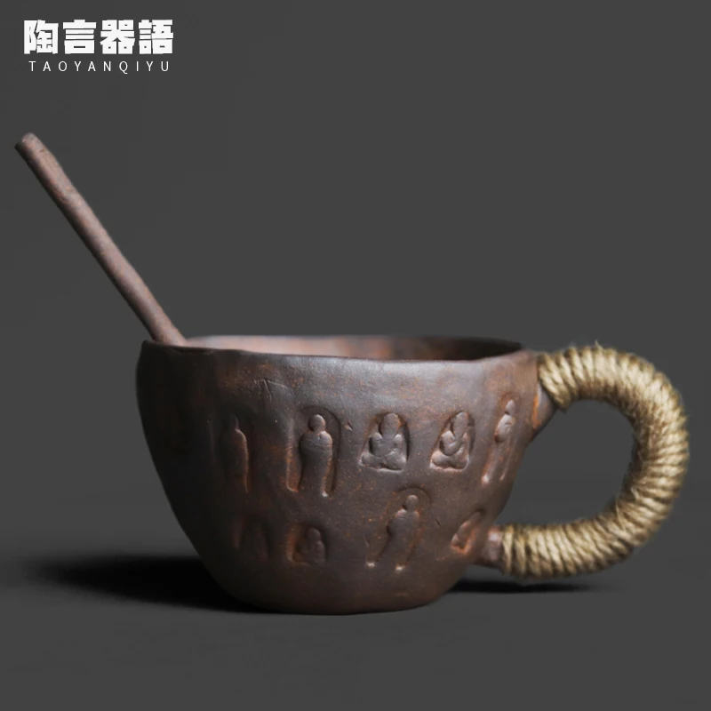 Rock Old Pottery Clay Coffee Mug with Spoon Embossed Dunhuang Cave Buddha Pattern Handmade Personalized Mug with Spoon
Rock Old Pottery Clay Coffee Mug with Spoon Embossed Dunhuang Cave Buddha Pattern Handmade Personalized Mug with Spoon