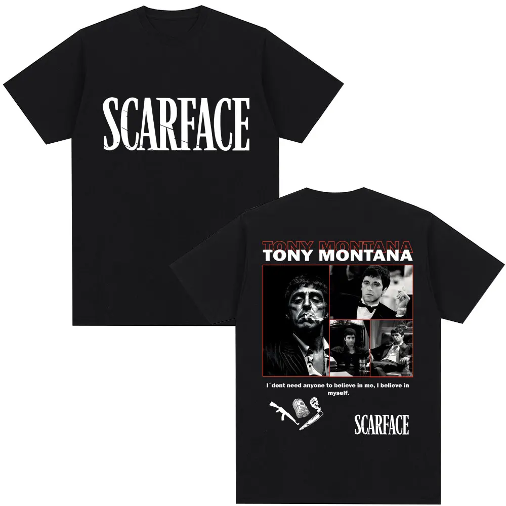 Фильм Лицо со шрамом Тони Монтана Аль Пачино Графическая футболка 90-х годов Винтажная модная мужская и женская футболка в стиле Харадзюку Негабаритные хлопковые футболки
Фильм Лицо со шрамом Тони Монтана Аль Пачино Графическая футболка 90-х годов Винтажная модная мужская и женская футболка в стиле Харадзюку Негабаритные хлопковые футболки