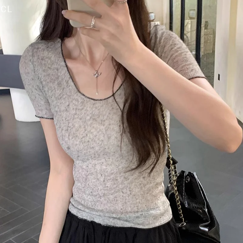 Summer 2025 New Contrast Color Lock Edge Thin Snowflake Linen Straight Shoulder Slim Short Sleeve T-shirt Female
Summer 2025 New Contrast Color Lock Edge Thin Snowflake Linen Straight Shoulder Slim Short Sleeve T-shirt Female