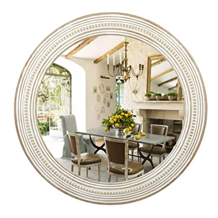 24 Inch Boho Wooden Round Mirrors for Wall Decor, Rustic Farmhouse Decorative Circle Mirror for Bathroom Over Sink, Living Room
24 Inch Boho Wooden Round Mirrors for Wall Decor, Rustic Farmhouse Decorative Circle Mirror for Bathroom Over Sink, Living Room