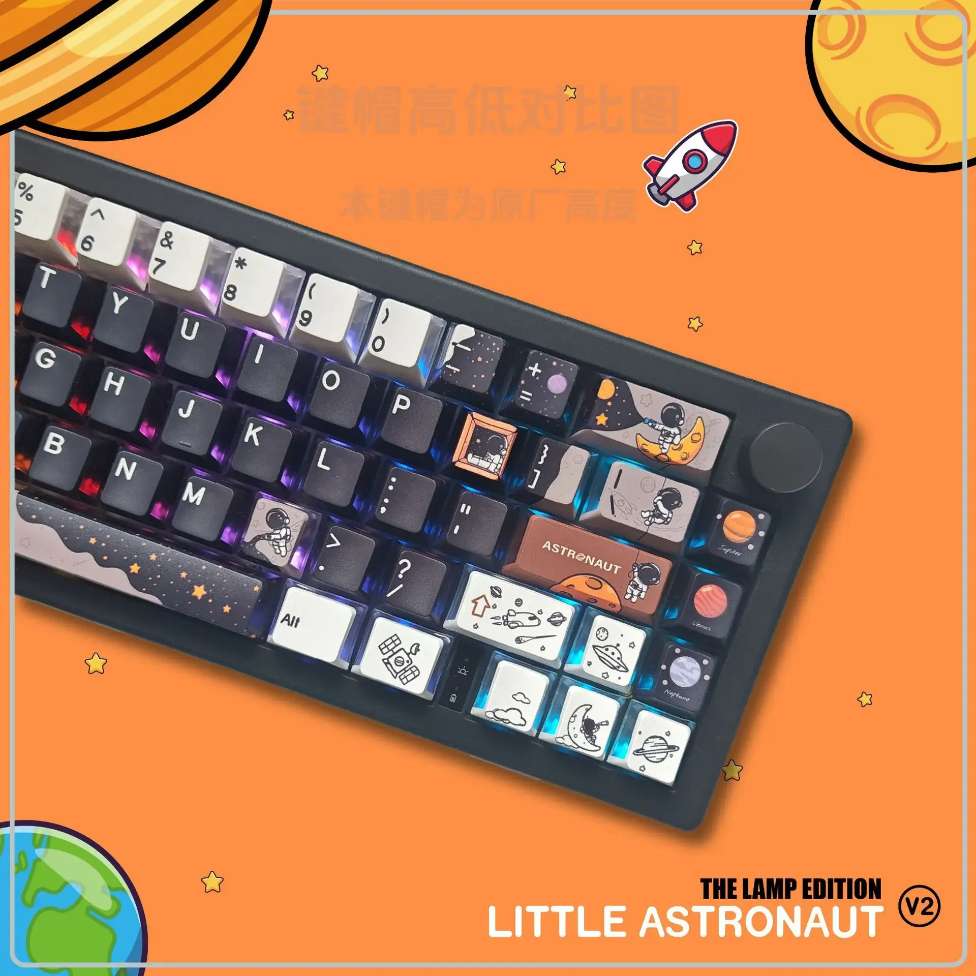 Three-sided transparent factory highly original keycap five-sided sublimation pbt keycap keycap space theme
Three-sided transparent factory highly original keycap five-sided sublimation pbt keycap keycap space theme