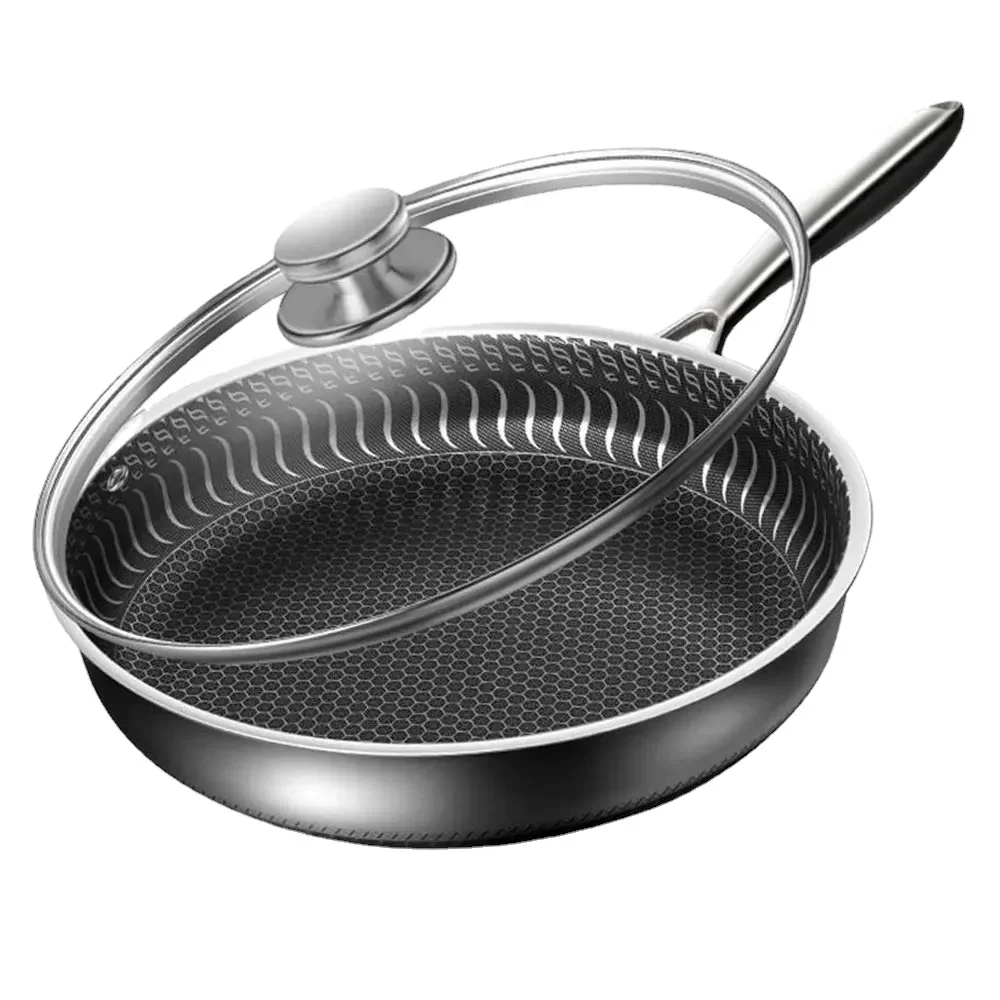 30CM Pan with Lid 316 Stainless Steel Frying Pans Non-stick Uncoated Wok Pan Double-sided Honeycomb Skillet
30CM Pan with Lid 316 Stainless Steel Frying Pans Non-stick Uncoated Wok Pan Double-sided Honeycomb Skillet
