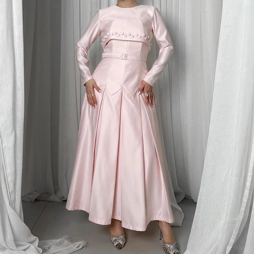Customized A-Line Prom Dresses Ankle-Length O-Neck Full Sleeve Evening Gown Fashion Button Sashes Simple Draped Party Gown
Customized A-Line Prom Dresses Ankle-Length O-Neck Full Sleeve Evening Gown Fashion Button Sashes Simple Draped Party Gown