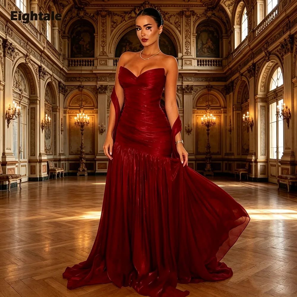 Eightale Sparkly Evening Dress Customized Pleats off Shoulder Red Floor Length Mermaid Crepe Prom Wedding Party Gown
Eightale Sparkly Evening Dress Customized Pleats off Shoulder Red Floor Length Mermaid Crepe Prom Wedding Party Gown