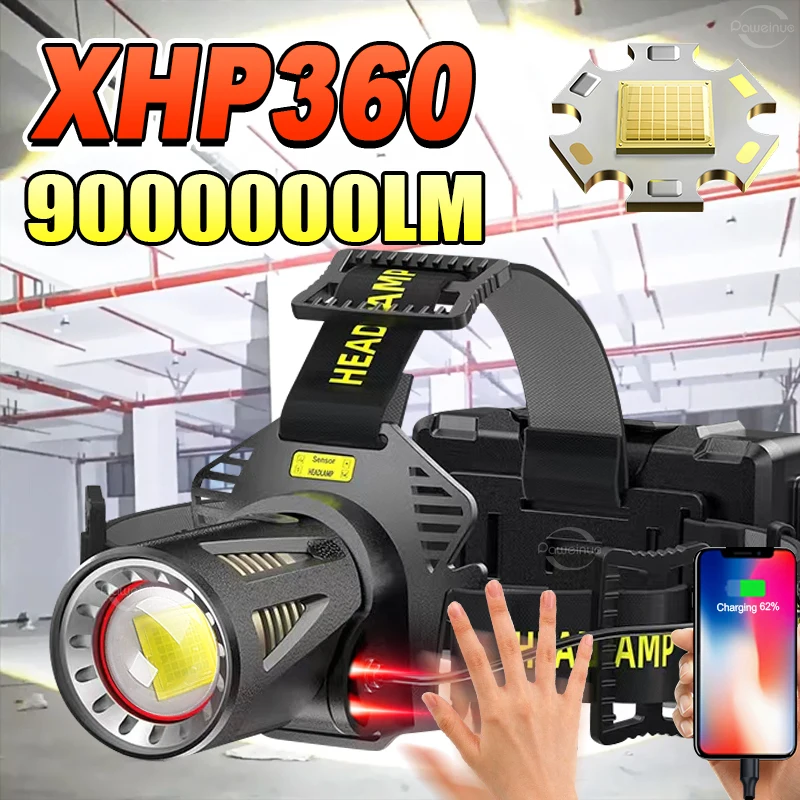 Налобный фонарь с ИК-датчиком 9000000LM, светодиод XHP360/500W, мощный налобный фонарик, USB-перезаряжаемый, для кемпинга и рыбалки
Налобный фонарь с ИК-датчиком 9000000LM, светодиод XHP360/500W, мощный налобный фонарик, USB-перезаряжаемый, для кемпинга и рыбалки