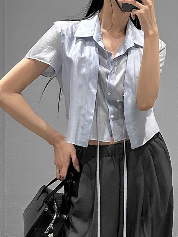White Short Shirt Women's Spring Summer Design Sense Fake Two-Piece Top Elegant Collar Trendy Korean Style Inner Wear Casual
White Short Shirt Women's Spring Summer Design Sense Fake Two-Piece Top Elegant Collar Trendy Korean Style Inner Wear Casual