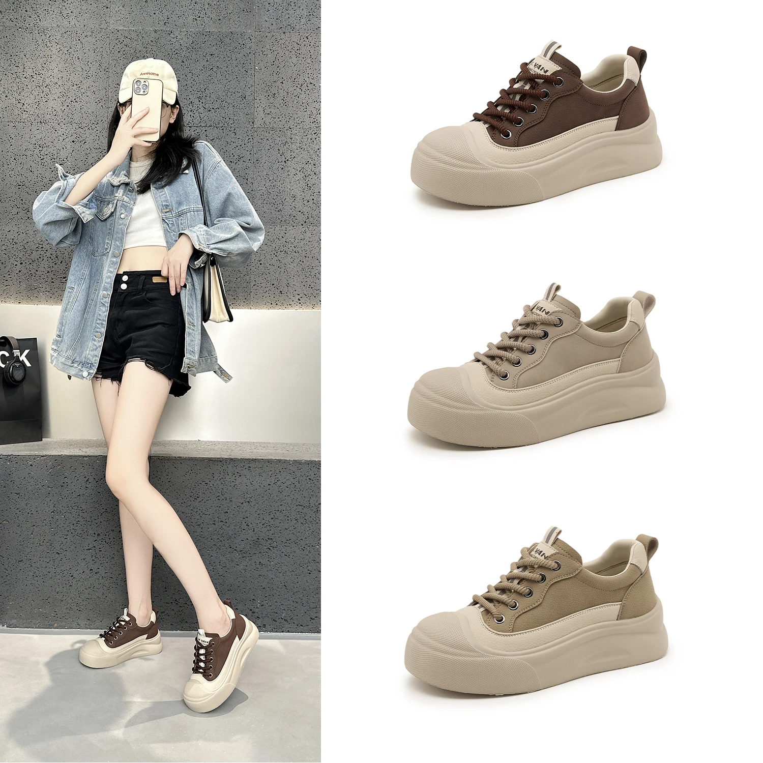 Студенческая спортивная обувь, кроссовки на плоской подошве для девочек, осень-зима 2025 года, новинка прибытия. Туфли для отдыха на толстой подошве, увеличивающие рост
Студенческая спортивная обувь, кроссовки на плоской подошве для девочек, осень-зима 2025 года, новинка прибытия. Туфли для отдыха на толстой подошве, увеличивающие рост