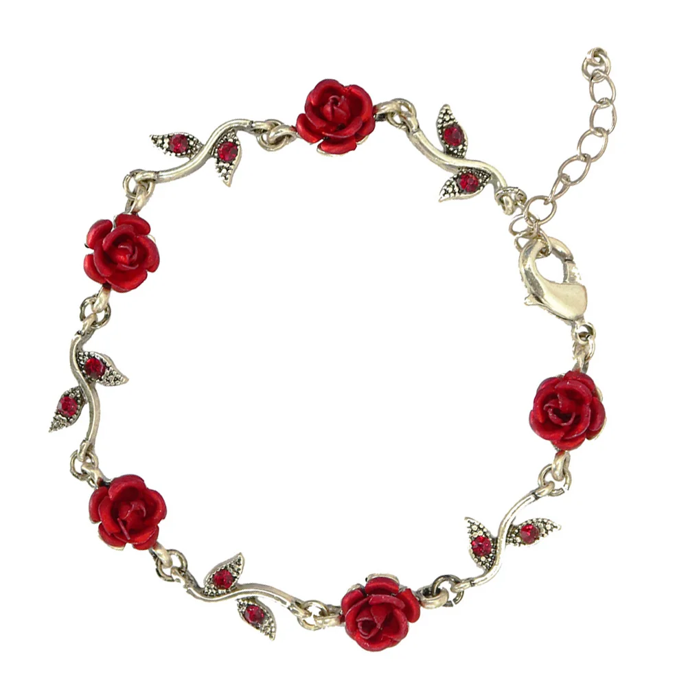 Chain Bracelet Rose Flower Valentine's Day Red Charm Bangle The Flowers Adjustable
Chain Bracelet Rose Flower Valentine's Day Red Charm Bangle The Flowers Adjustable