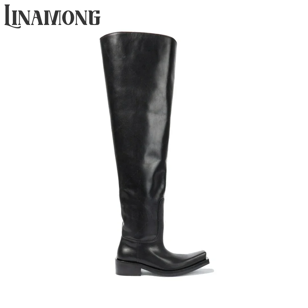 Angled Square Toe Over-the-Knee Boots Black PU Leather Thigh High Boots Designer Novelty Style Men Boots Handmade Slip on Boots
Angled Square Toe Over-the-Knee Boots Black PU Leather Thigh High Boots Designer Novelty Style Men Boots Handmade Slip on Boots