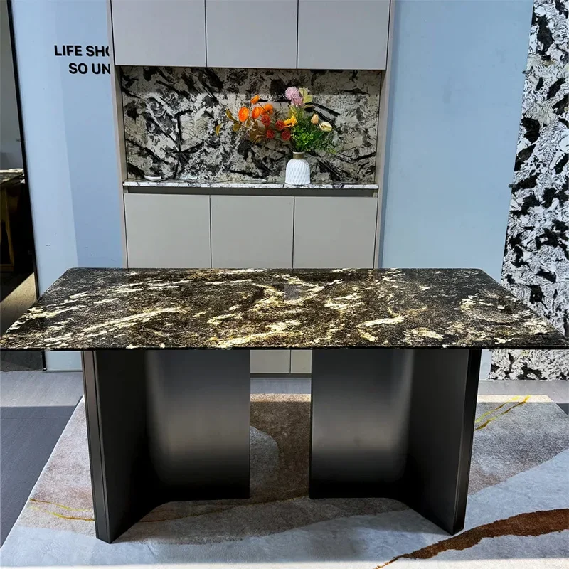 New luxury stone dining table and chair combination modern simple high-end light luxury rectangular household natural
New luxury stone dining table and chair combination modern simple high-end light luxury rectangular household natural