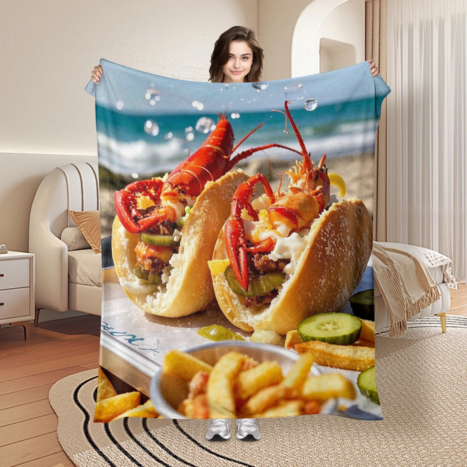 Beach Inspired Lobster Roll And Fries Food Themed Plush Blanket For Coastal And Delicious Home Ambiance Upgrade
Beach Inspired Lobster Roll And Fries Food Themed Plush Blanket For Coastal And Delicious Home Ambiance Upgrade