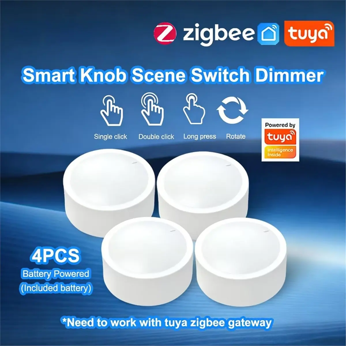B21B 4Pcs Tuya ZigBee Smart Knob Switch Wireless Scene Switch Button Remote Control Knob Dimmer Automation Scenarios Linkage
B21B 4Pcs Tuya ZigBee Smart Knob Switch Wireless Scene Switch Button Remote Control Knob Dimmer Automation Scenarios Linkage