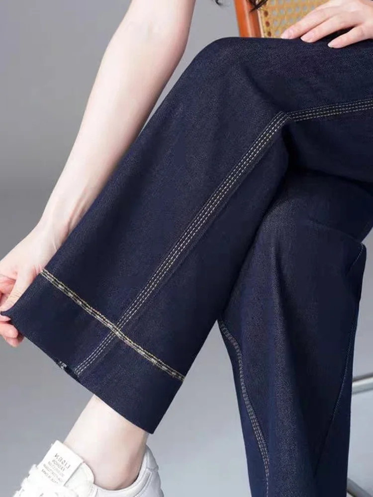 Slim Fit Wide Leg Silk Denim Jeans Women's Summer Thin High Waist Drapey Loose Fashionable Midlife Mom Straight Long Pants
Slim Fit Wide Leg Silk Denim Jeans Women's Summer Thin High Waist Drapey Loose Fashionable Midlife Mom Straight Long Pants