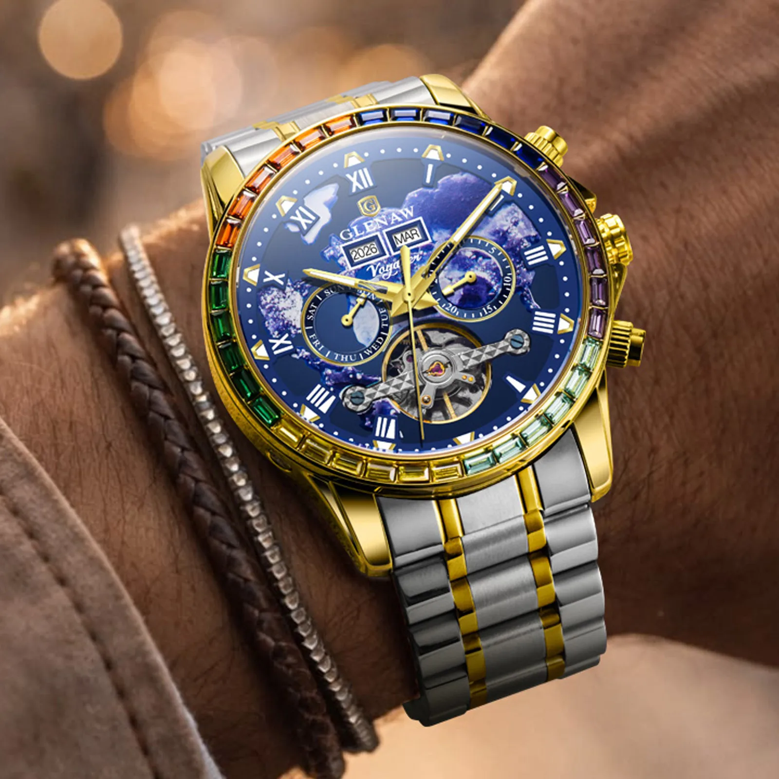 2026 GLENAW Design New Calendar Mechanical Watch Men Luxury Rainbow Circle Unique Dial Night Light Waterproof Automatic Watch
2026 GLENAW Design New Calendar Mechanical Watch Men Luxury Rainbow Circle Unique Dial Night Light Waterproof Automatic Watch