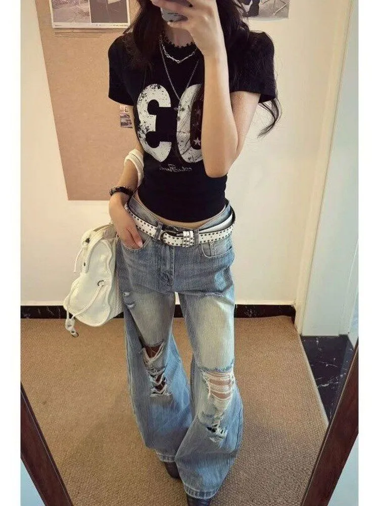 Retro American Bamboo Pattern Hole Wide Leg Denim Jeans Men Women Summer Small Size Elegant Straight Leg Pants
Retro American Bamboo Pattern Hole Wide Leg Denim Jeans Men Women Summer Small Size Elegant Straight Leg Pants