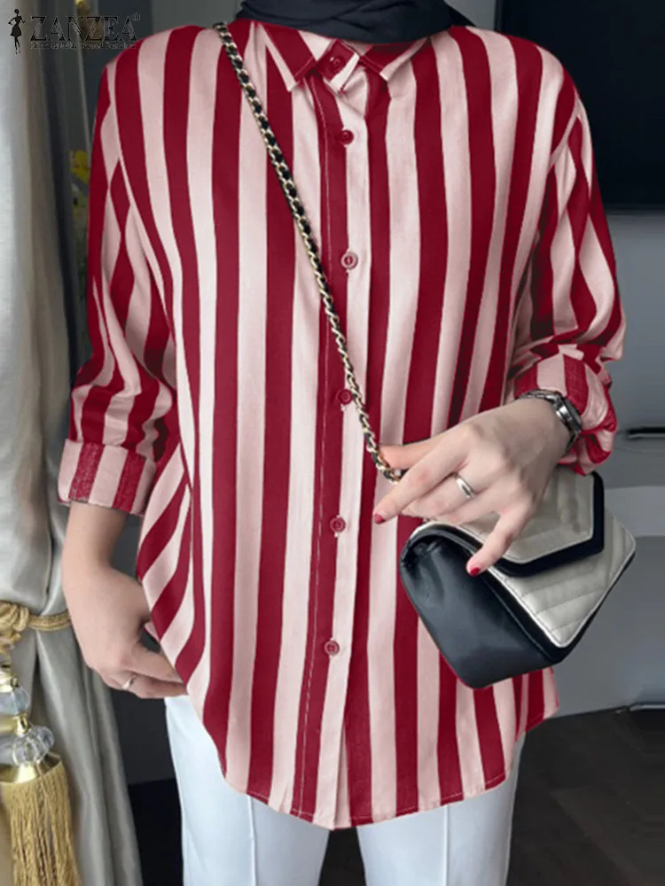 ZANZEA Women Fashion Long Sleeve Lapel Neck Muslim Tops Spring Stripe Blouse Casual Shirt Vintage Buttons Blusas Female Kaftan
ZANZEA Women Fashion Long Sleeve Lapel Neck Muslim Tops Spring Stripe Blouse Casual Shirt Vintage Buttons Blusas Female Kaftan
