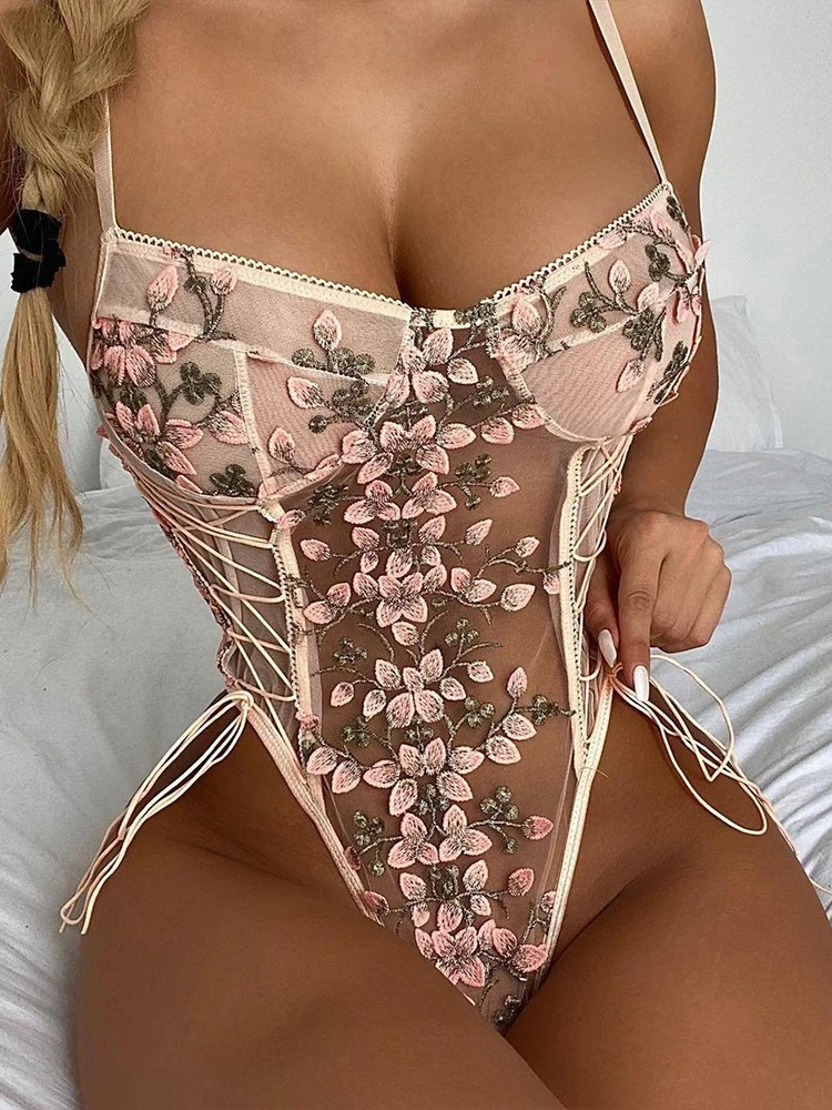 Sexy Lingerie Hot Floral Embroidery Bodysuit Women Lace Up Bandage Bodies Sleeveless Bodycon Transparent Mesh Bodysuits Top
Sexy Lingerie Hot Floral Embroidery Bodysuit Women Lace Up Bandage Bodies Sleeveless Bodycon Transparent Mesh Bodysuits Top