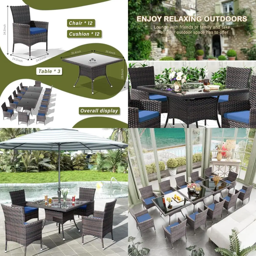 12-предметный обеденный набор из ротанга темно-синего цвета с отверстием для зонта для использования на открытом воздухе, в саду и на кухне
12-предметный обеденный набор из ротанга темно-синего цвета с отверстием для зонта для использования на открытом воздухе, в саду и на кухне