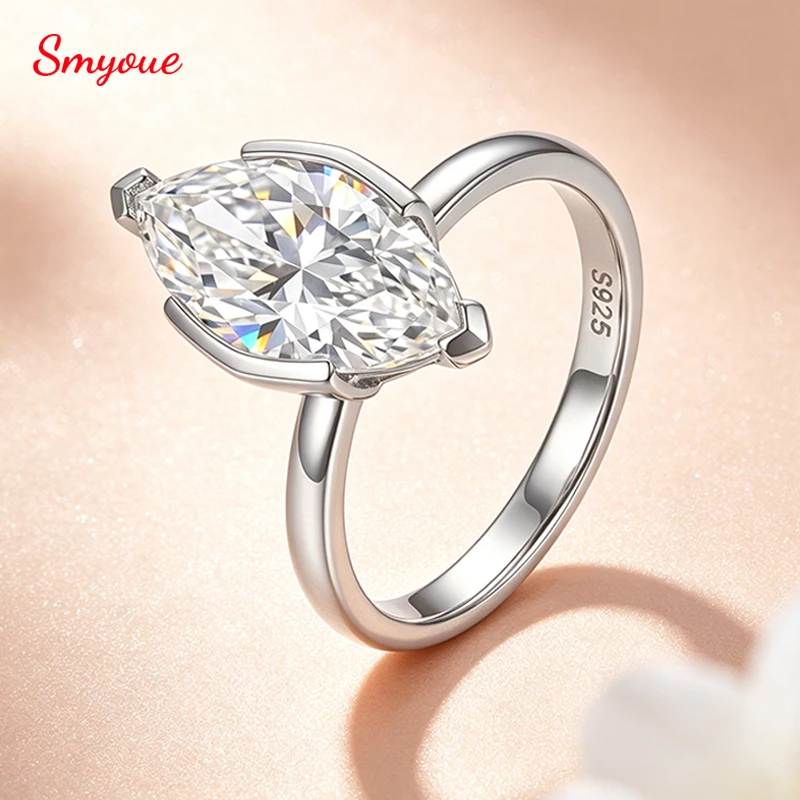 Smyoue 18k Plated 7*14mm Real Moissanite Rings for Women Female Bride's Promise Jewelry Gift Lab Diamond S925 Sterling Silver
Smyoue 18k Plated 7*14mm Real Moissanite Rings for Women Female Bride's Promise Jewelry Gift Lab Diamond S925 Sterling Silver