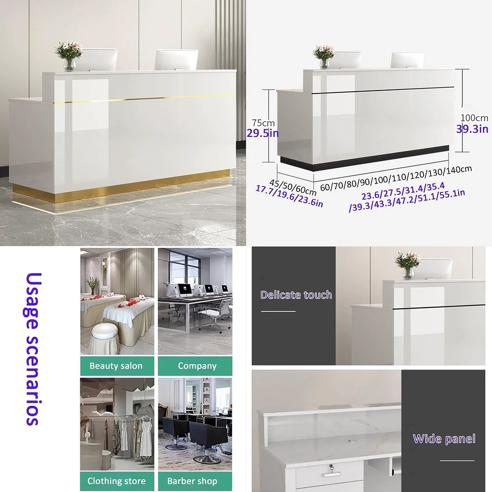 Reception Desk with Storage Drawers and Open Shelves, 4795 Inch Front Counter Table for Office, Salon, Lobby, Retail Store, or
Reception Desk with Storage Drawers and Open Shelves, 4795 Inch Front Counter Table for Office, Salon, Lobby, Retail Store, or