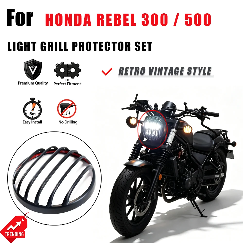 For Honda Rebel 300 500 CMX300 CMX500 Motorcycle Headlight Grill Guard Turn Signal Tail Light Mesh Cover Accesorios Faro Moto
For Honda Rebel 300 500 CMX300 CMX500 Motorcycle Headlight Grill Guard Turn Signal Tail Light Mesh Cover Accesorios Faro Moto