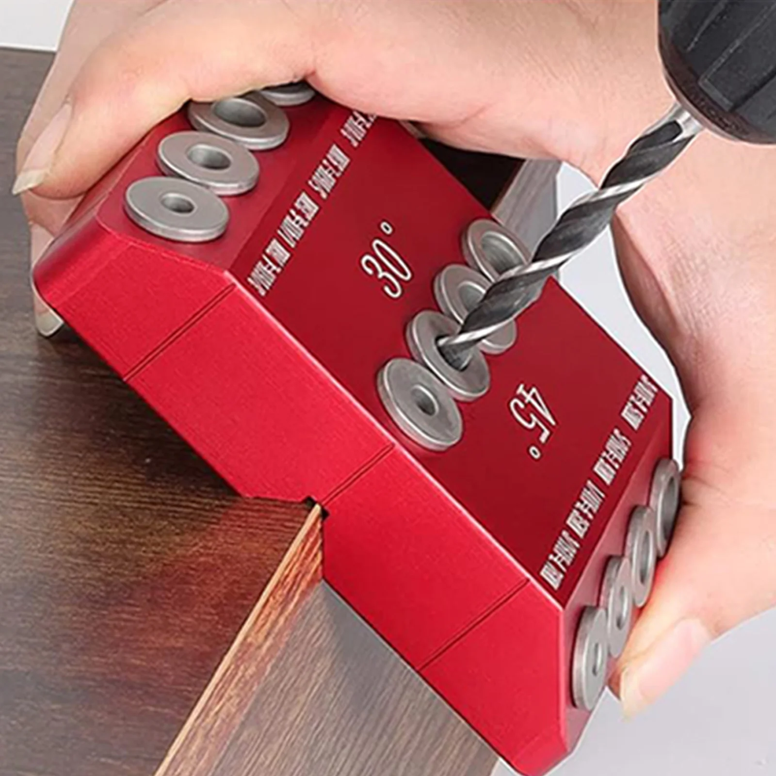 Drill Guide Jig with Anodized Finish Designed for Straight and For Angled Holes in Wood and Metal Applications
Drill Guide Jig with Anodized Finish Designed for Straight and For Angled Holes in Wood and Metal Applications
