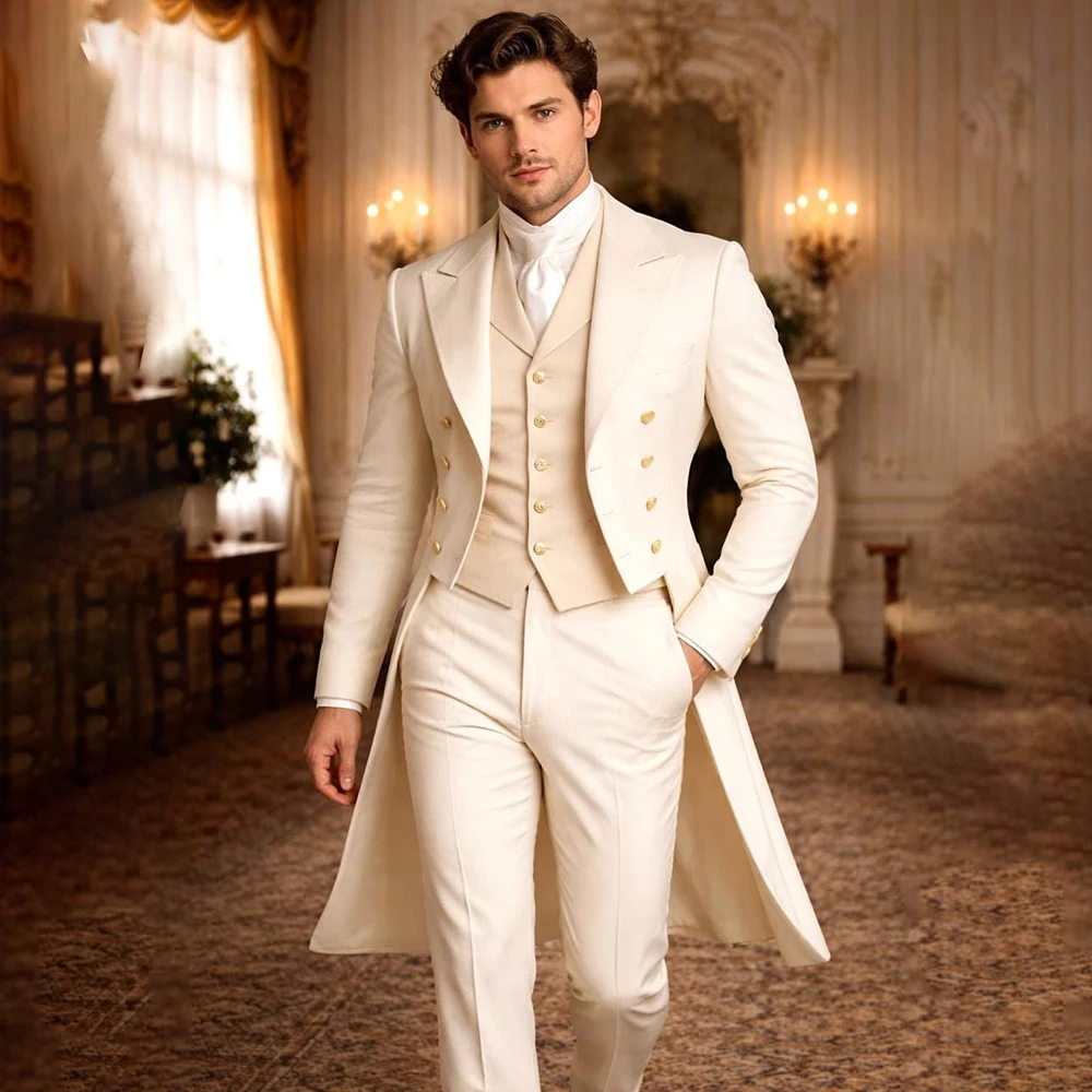 Formal Gentlemen Men's Suits Tuxedos Luxury Double Breasted Peak Lapel 3 Piece Jacket Pants Sets Elegant Evening Wedding Terno
Formal Gentlemen Men's Suits Tuxedos Luxury Double Breasted Peak Lapel 3 Piece Jacket Pants Sets Elegant Evening Wedding Terno