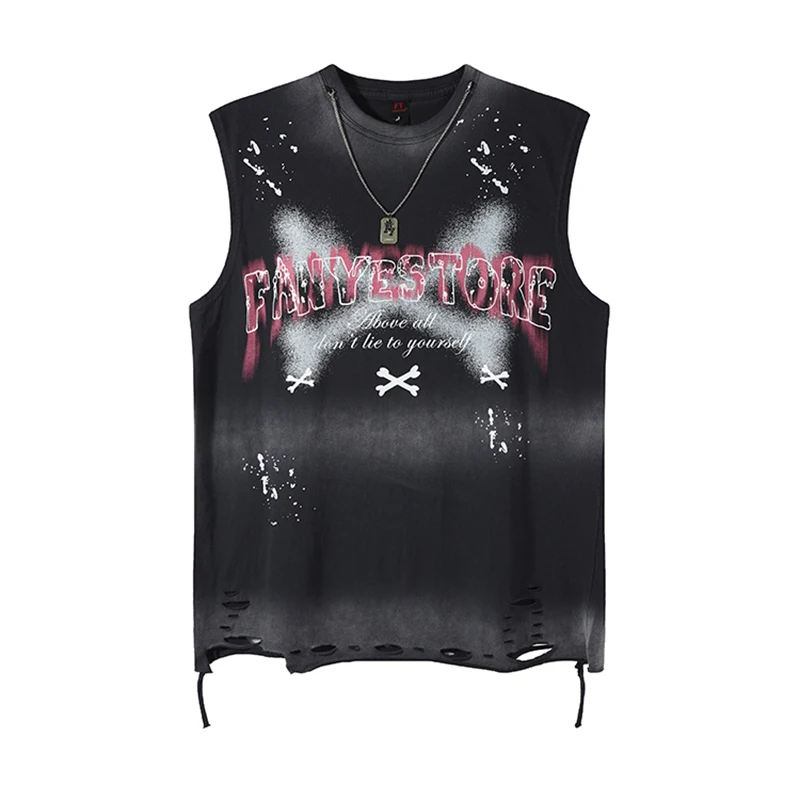 2025 Summer Washed Tank Tops V Cut Baggy Hip Hop Splash-ink Ripped Tshirts Sleeveless Tops Necklace Mens Oversize Vests Y2k
2025 Summer Washed Tank Tops V Cut Baggy Hip Hop Splash-ink Ripped Tshirts Sleeveless Tops Necklace Mens Oversize Vests Y2k