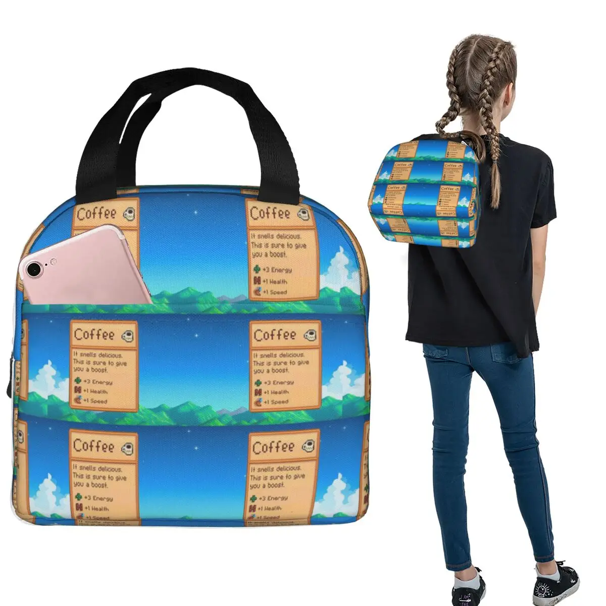 Stardew Valley Coffee Classic Insulated Lunch Bag for Women Children Leakproof Food Boxes Thermal Lunch Box Tote
Stardew Valley Coffee Classic Insulated Lunch Bag for Women Children Leakproof Food Boxes Thermal Lunch Box Tote