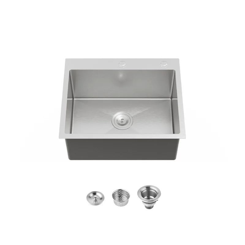 Dark Gray Stainless Steel Single Bowl Kitchen Sink 23x19 Inch Overmount with Standard Drain and Faucet Hook
Dark Gray Stainless Steel Single Bowl Kitchen Sink 23x19 Inch Overmount with Standard Drain and Faucet Hook