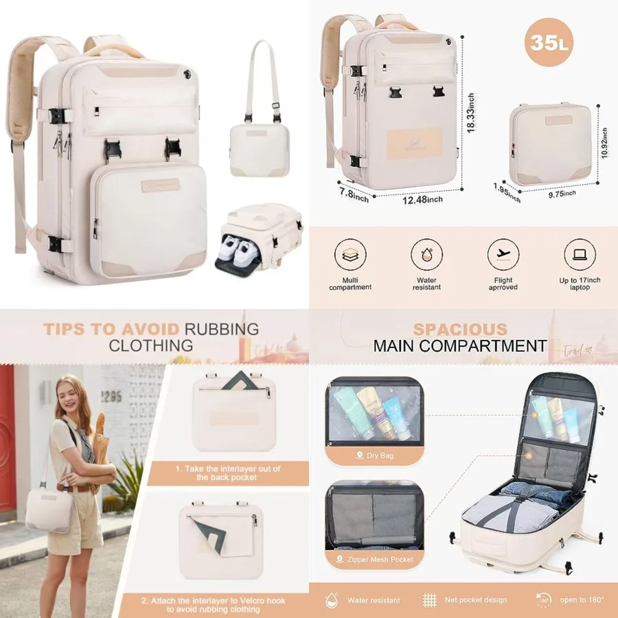 Travel Backpack for Women Men, 35L Waterproof Laptop Backpack Fits 17-Inch Laptop, Gift for School Work Backpack Detachable Cro
Travel Backpack for Women Men, 35L Waterproof Laptop Backpack Fits 17-Inch Laptop, Gift for School Work Backpack Detachable Cro