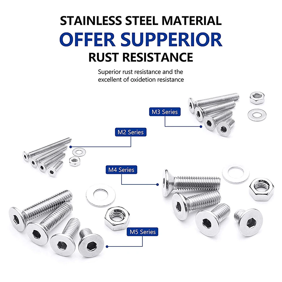 880pcs Hex Socket Head Cap Screw Set M2 M3 M4 M5 Stainless Steel Hexagon Flat Round Cap Head Screw Kit Assortment
880pcs Hex Socket Head Cap Screw Set M2 M3 M4 M5 Stainless Steel Hexagon Flat Round Cap Head Screw Kit Assortment