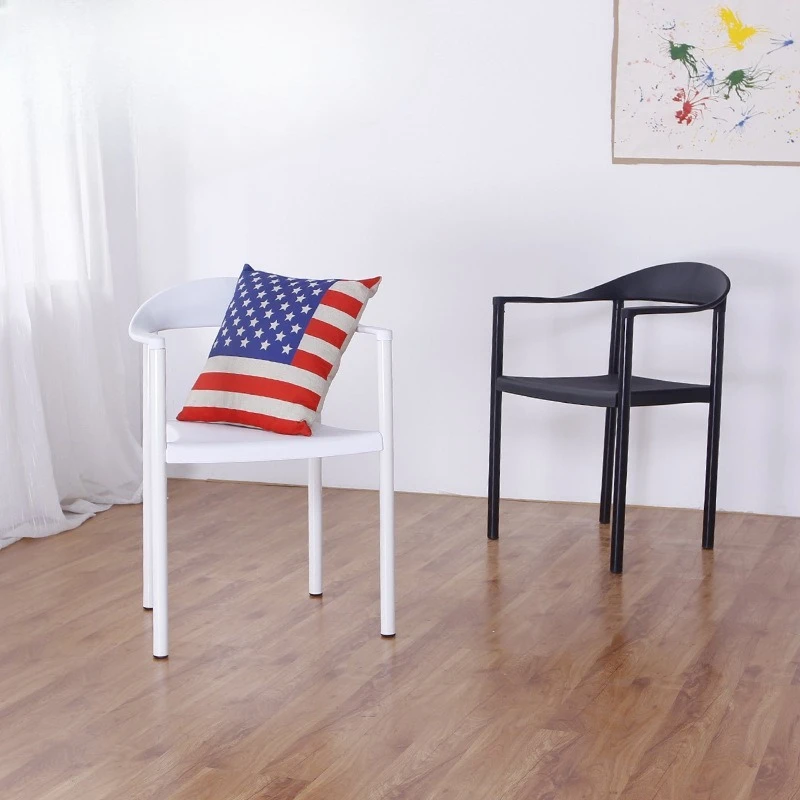 Simple modern armrest back chair, adult home dining room furniture black and white outdoor chair plastic chair
Simple modern armrest back chair, adult home dining room furniture black and white outdoor chair plastic chair