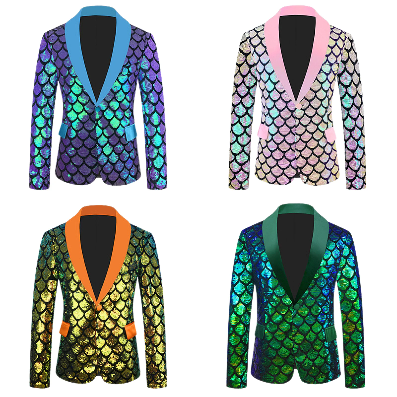 Fish Scale Colorful Velvet Sequin Performance Masculino Men Blazer Wedding Banquet Party Dress Jacket Stage Singer Costume
Fish Scale Colorful Velvet Sequin Performance Masculino Men Blazer Wedding Banquet Party Dress Jacket Stage Singer Costume