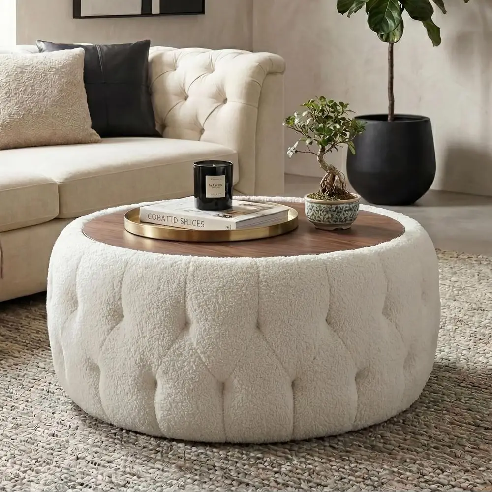 Large Round Storage Ottoman Coee Table with Wooden Tabletop, 30.5 Inches Teddy leece Tuted Ottoman or Living Room, Bedroom, Apar
Large Round Storage Ottoman Coee Table with Wooden Tabletop, 30.5 Inches Teddy leece Tuted Ottoman or Living Room, Bedroom, Apar