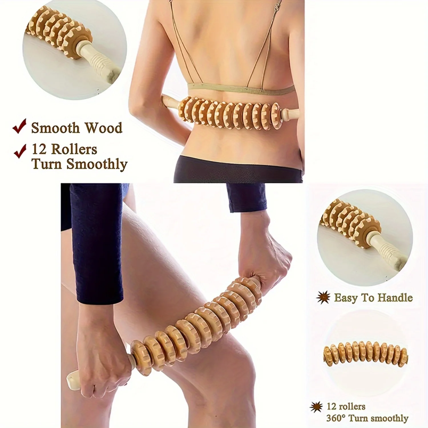 Ergonomic Wooden Massage Roller for Relaxing Body, Waist, and Legs - Ideal for Lymphatic Drainage & Mother's Day Gifting
Ergonomic Wooden Massage Roller for Relaxing Body, Waist, and Legs - Ideal for Lymphatic Drainage & Mother's Day Gifting