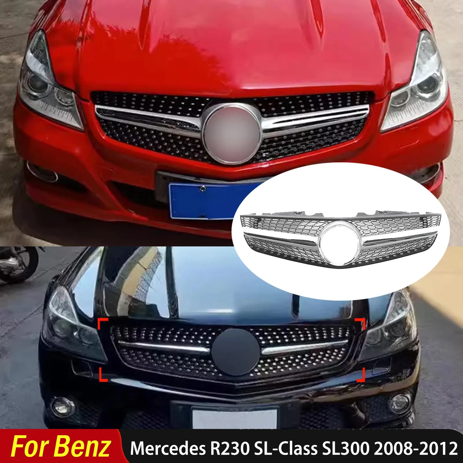 Для Mercedes-Benz R230 SL-Class SL300 SL350 SL500 SL550 SL600 2008-2012 Тюнинговые решетки Передняя решетка Обновление ромбовидного стиля
Для Mercedes-Benz R230 SL-Class SL300 SL350 SL500 SL550 SL600 2008-2012 Тюнинговые решетки Передняя решетка Обновление ромбовидного стиля