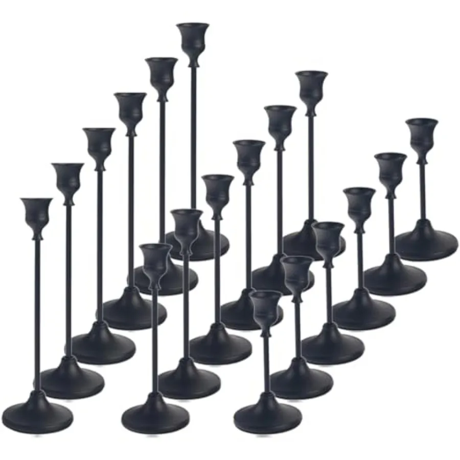 18 pcs Candlestick Holders Set, 3 Sizes Metal Taper Candle Holders Weighted with Anti-Slip Pad, Vintage Finish Candle Sticks fo
18 pcs Candlestick Holders Set, 3 Sizes Metal Taper Candle Holders Weighted with Anti-Slip Pad, Vintage Finish Candle Sticks fo