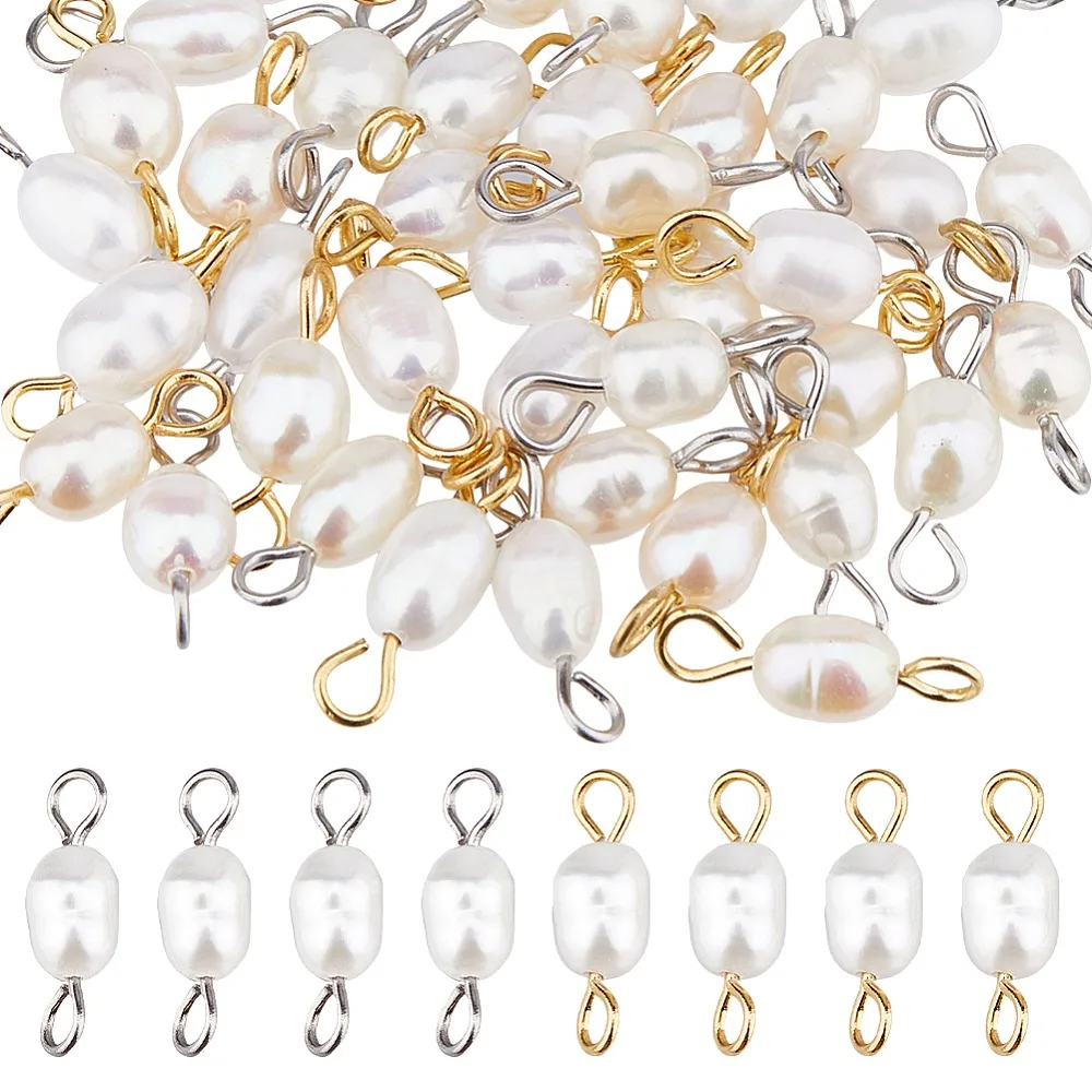 40Pcs 2 Colors Cultured Freshwater Pearl Links Connector Charms with Stainless Steel Findings Oval Platinum Golden 11x4.5x4.5mm
40Pcs 2 Colors Cultured Freshwater Pearl Links Connector Charms with Stainless Steel Findings Oval Platinum Golden 11x4.5x4.5mm