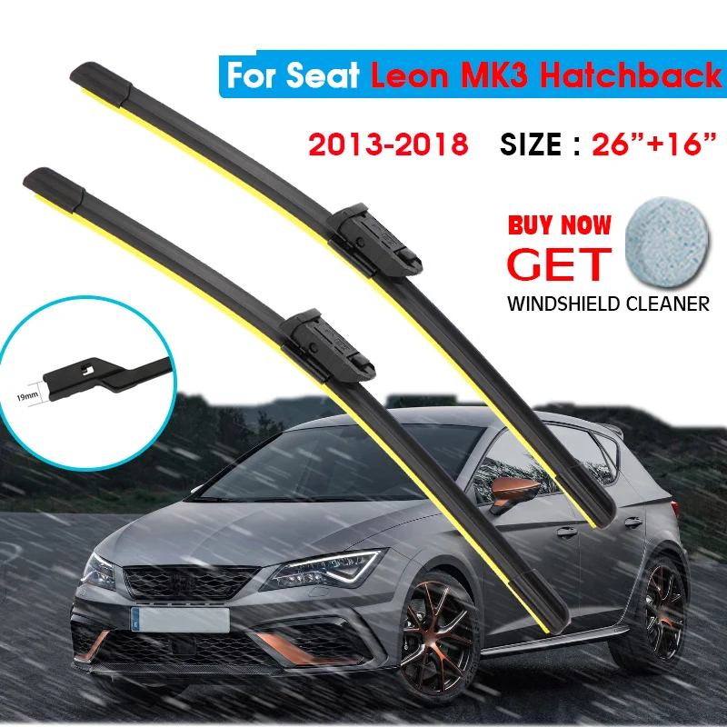 Car Silicone Wiper Blade For Seat Leon MK3 Hatchback 26"+16" 2013-2018 Auto Windscreen Windshield Wiper Blades Window Wash
Car Silicone Wiper Blade For Seat Leon MK3 Hatchback 26"+16" 2013-2018 Auto Windscreen Windshield Wiper Blades Window Wash