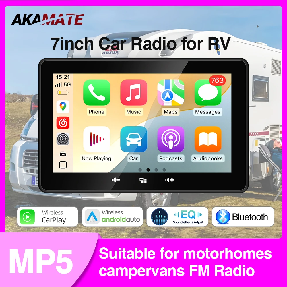 7-дюймовый автомобильный радиоприемник для автофургонов, беспроводной CarPlay, Android Auto, Bluetooth, USB, мультимедийный плеер, FM AM-приемник для RV ATV UTV, спа-стерео
7-дюймовый автомобильный радиоприемник для автофургонов, беспроводной CarPlay, Android Auto, Bluetooth, USB, мультимедийный плеер, FM AM-приемник для RV ATV UTV, спа-стерео
