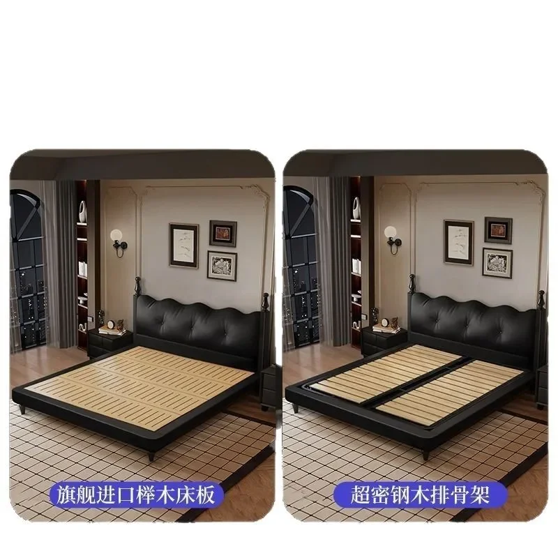 Ретро кожаный американский массив дерева, французский средневековый черный элитный атмосферный двойной мягкий мешок, свадебная кровать
Ретро кожаный американский массив дерева, французский средневековый черный элитный атмосферный двойной мягкий мешок, свадебная кровать