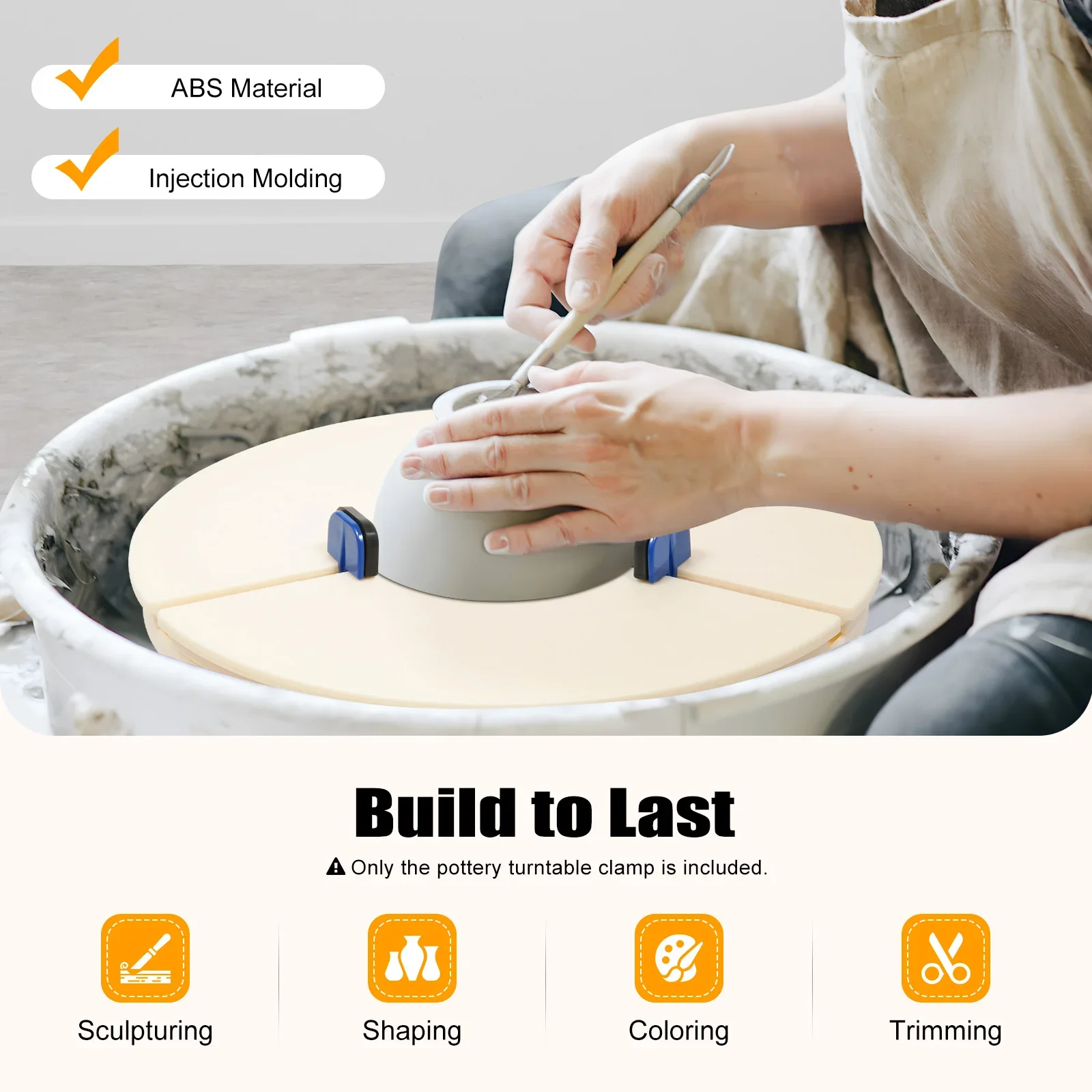 ABS Pottery Repair Turntable Clamp: Auto-Center Finder W/ 5-30cm Adjustable Jaws & 5 Support Feet - Fits 22-36cm Wheels
ABS Pottery Repair Turntable Clamp: Auto-Center Finder W/ 5-30cm Adjustable Jaws & 5 Support Feet - Fits 22-36cm Wheels