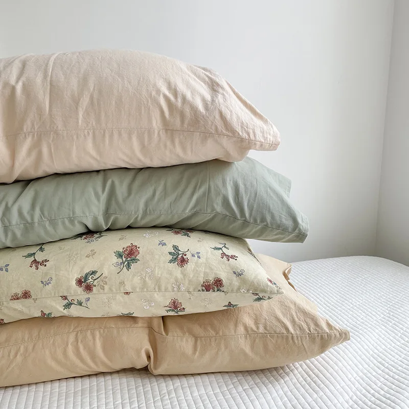 Vintage Floral Solid Color Washed Cotton Pillowcases Set French Country Style Pillow Covers Bedroom/Dorm Breathable Pillow Cover
Vintage Floral Solid Color Washed Cotton Pillowcases Set French Country Style Pillow Covers Bedroom/Dorm Breathable Pillow Cover