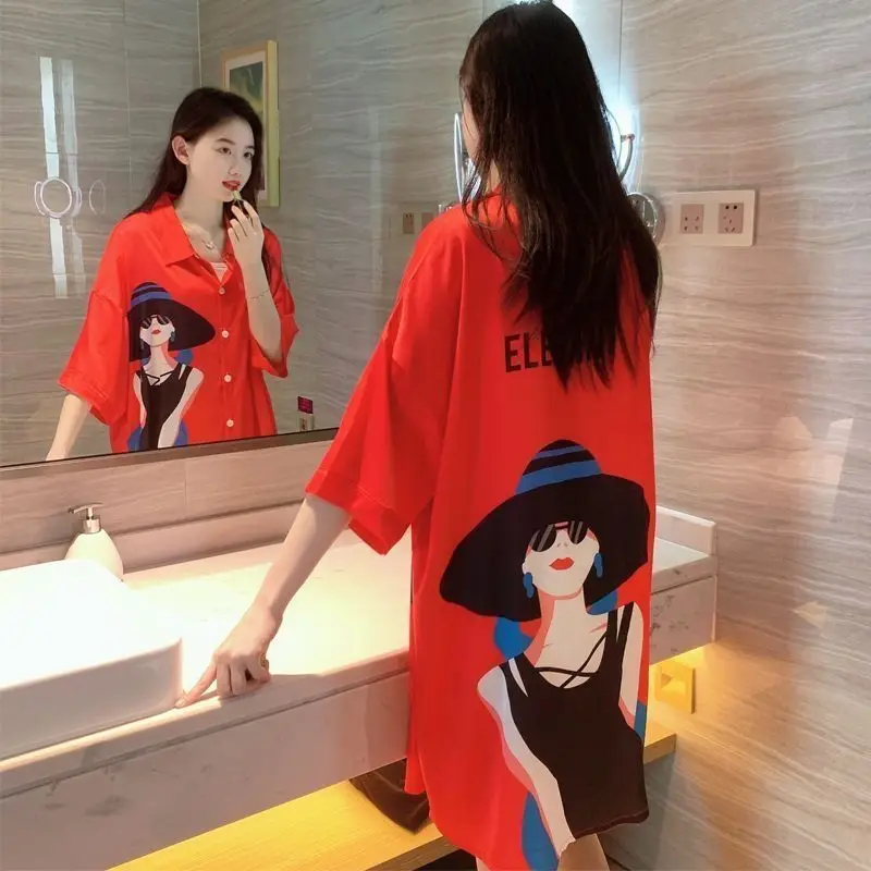 Ice Silk Nightdress Female Net Red Summer Thin Cute Sweet Silky Soft Loose Large Size Home Wear Can Be Worn Lounge Sleepshirts
Ice Silk Nightdress Female Net Red Summer Thin Cute Sweet Silky Soft Loose Large Size Home Wear Can Be Worn Lounge Sleepshirts